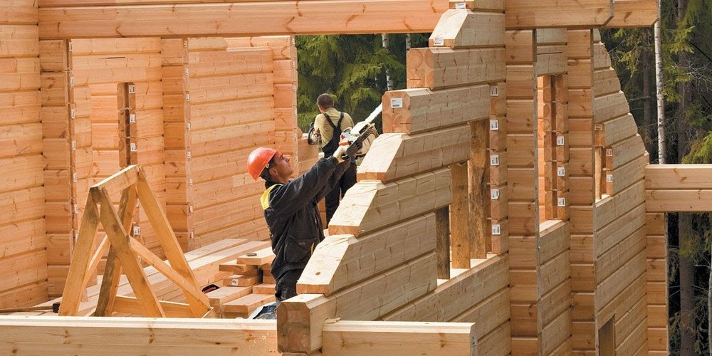 Как происходит сборка дома из бруса | Строительство и проектировка домов из клееного бруса | СПБ
